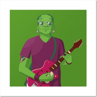 Rocker Frankenstein with Guitar Posters and Art